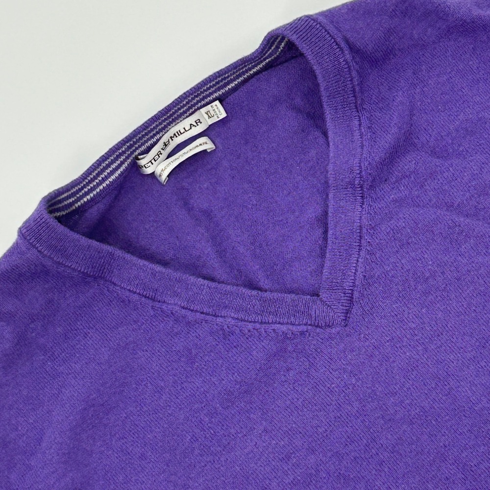 Peter Millar V-Neck Sweater Mens XL Purple Cotton Cashmere Blend Golf